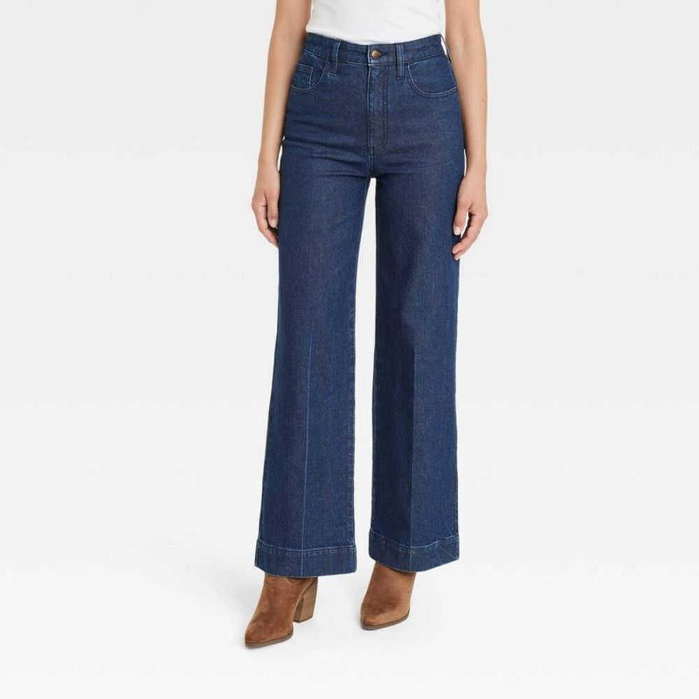 NWT Women's High-Rise Wide Leg Jeans - Universal Thread Dark Wash 12